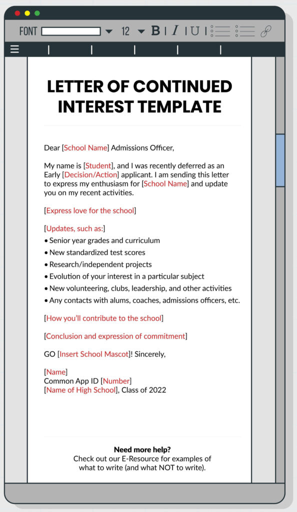 Letter Of Continued Interest