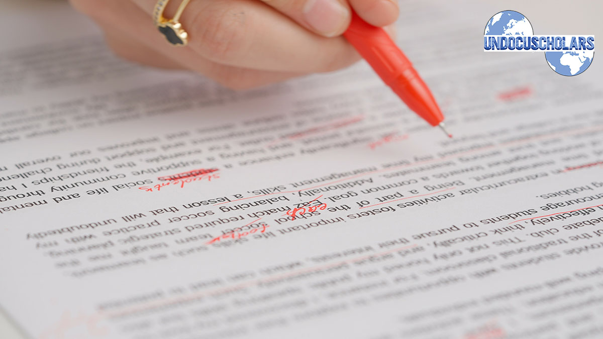 woman checks essay