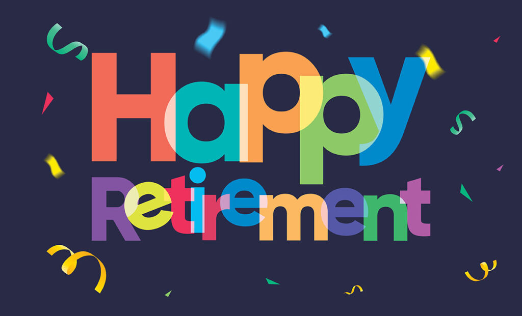 colorful happy retirement message